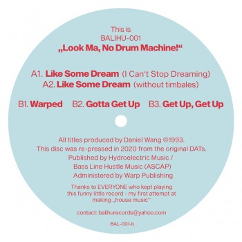Daniel Wang - The Look Ma No Drum Machine EP - Balihu 
